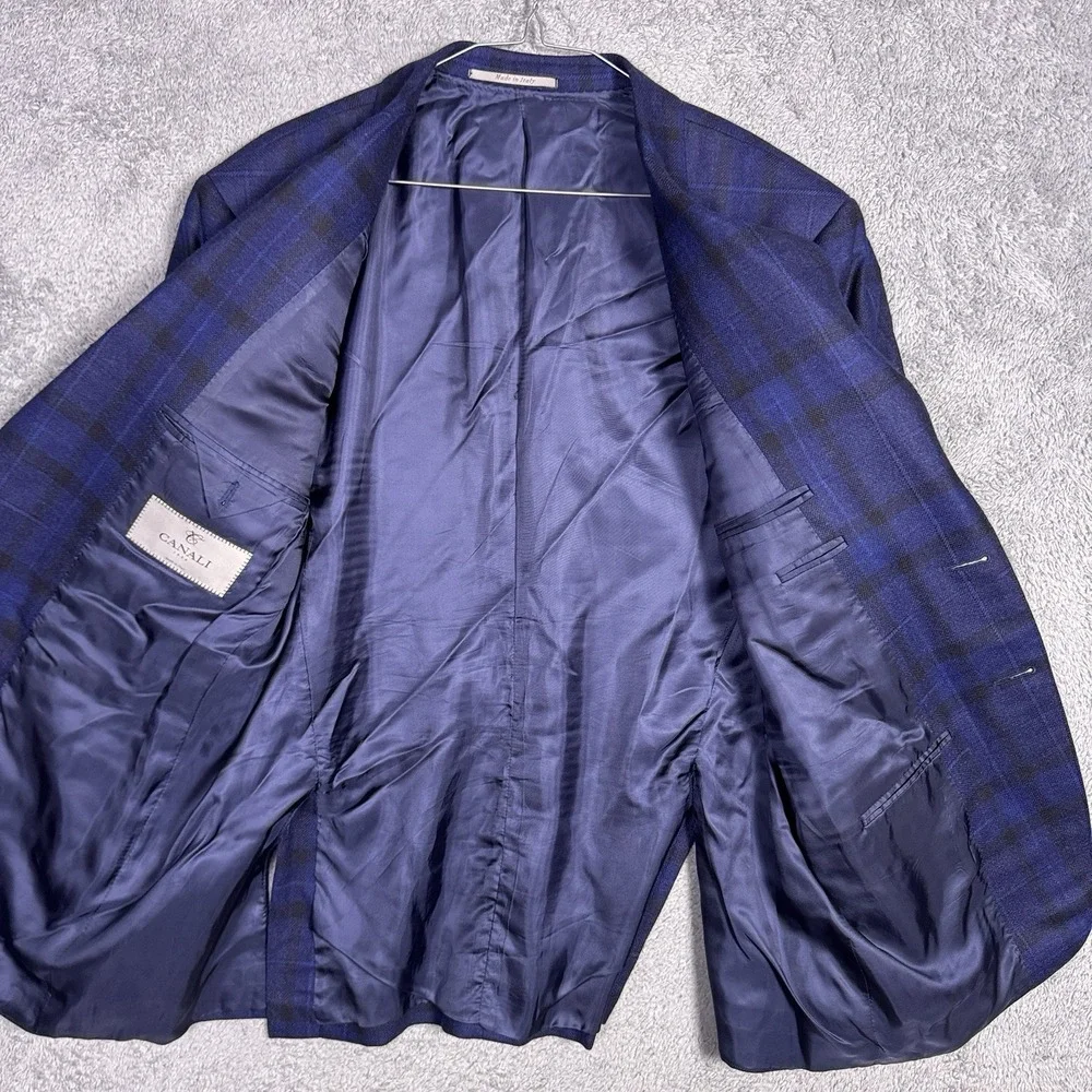 Canali Sport Coat Men IT 50R Wool Windowpane Jacket Blazer Soft Suit Jacket